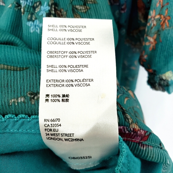 Nwot Maeve by Anthropologie Teal Floral Emmy Longsleeve Dress - Picture 14 of 16